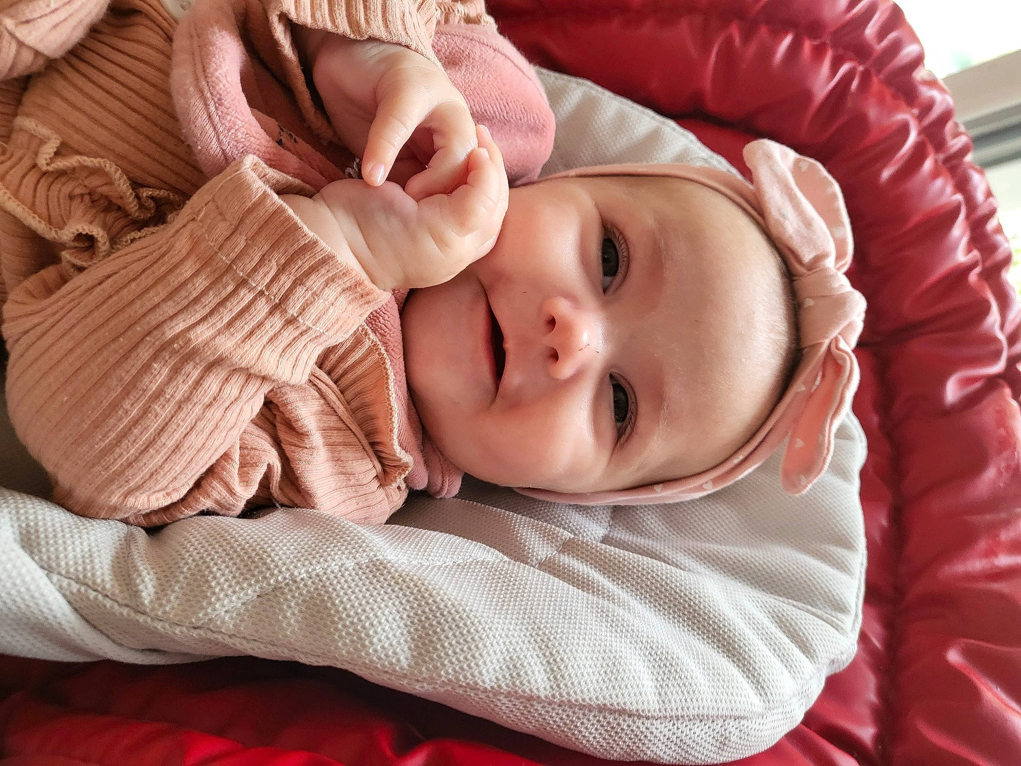Lizy participe au concours pour gagner de l'argent avec cette photo : baby, baby_toddler_clothing, cheek, child, comfort, eyelash, flash_photography, flooring, fur, happy, headwear, iris, linens, lip, nose, person, portrait_photography, sitting, skin, sleeve
