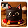 Ragnar participe au concours pour gagner de l'argent avec cette photo : animal, black_cat, brown_background, cake, cat, cat_cake, cupcake, cute, dessert, ears, food, fruit, orange_slice, pet, pink_nose, round_eyes, strawberry, tiled_floor, whiskers, wooden_platter