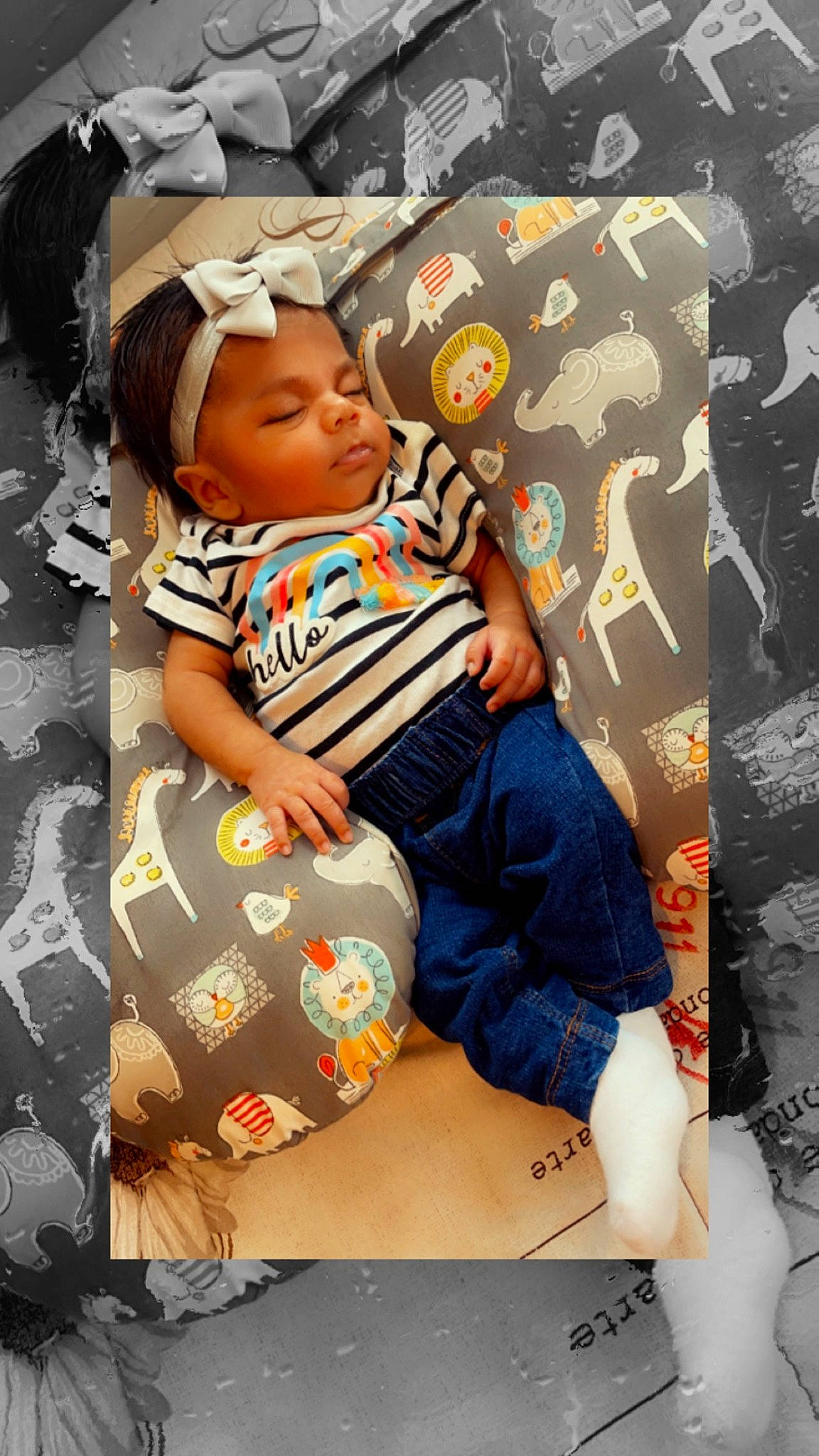 Leilani joined the competition — help win amazing prizes! baby, baby_toddler_clothing, child, comfort, cool, elbow, happy, hat, headwear, human_leg, knee, linens, pattern, person, product, shorts, sitting, sleeve, t_shirt, textile