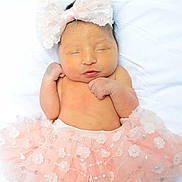 Evelyn is registered to the contest to win money with this photo: baby, bed, bodypart, bonnet, clothing, dress, face, fashion, finger, formalwear, furniture, gown, hand, hat, head, newborn, person, photography, portrait, sleeping