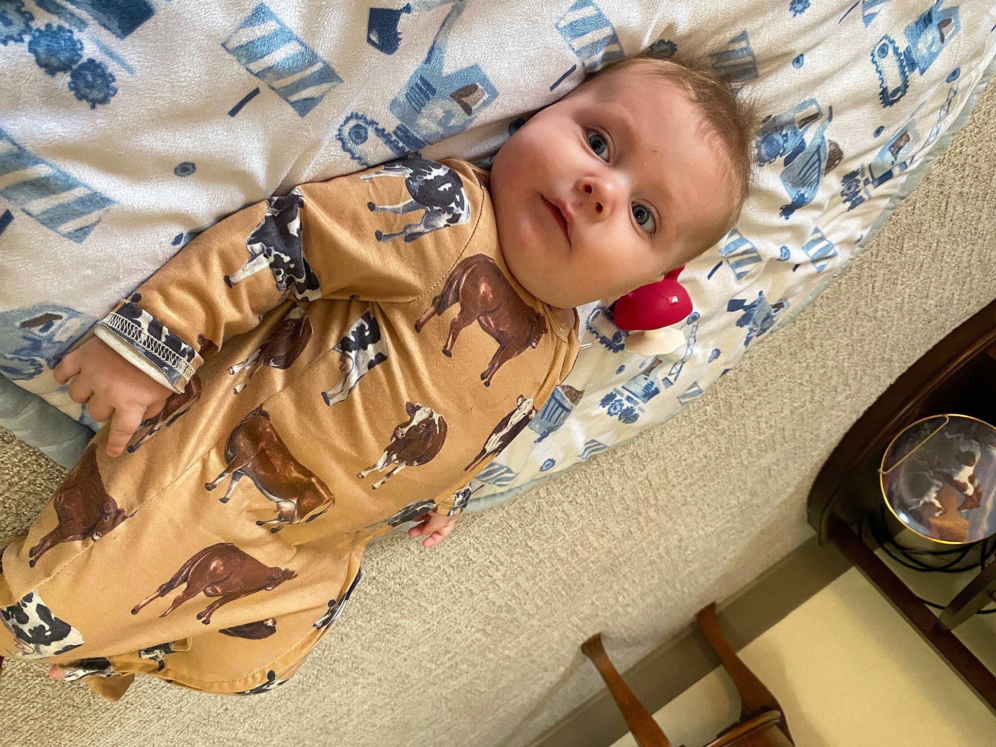 Waylon joined the competition — help win amazing prizes! baby, baby_products, baby_safety, baby_toddler_clothing, camouflage, child, comfort, fashion_accessory, linens, military_camouflage, pattern, person, sleeve, smile, toddler, wood