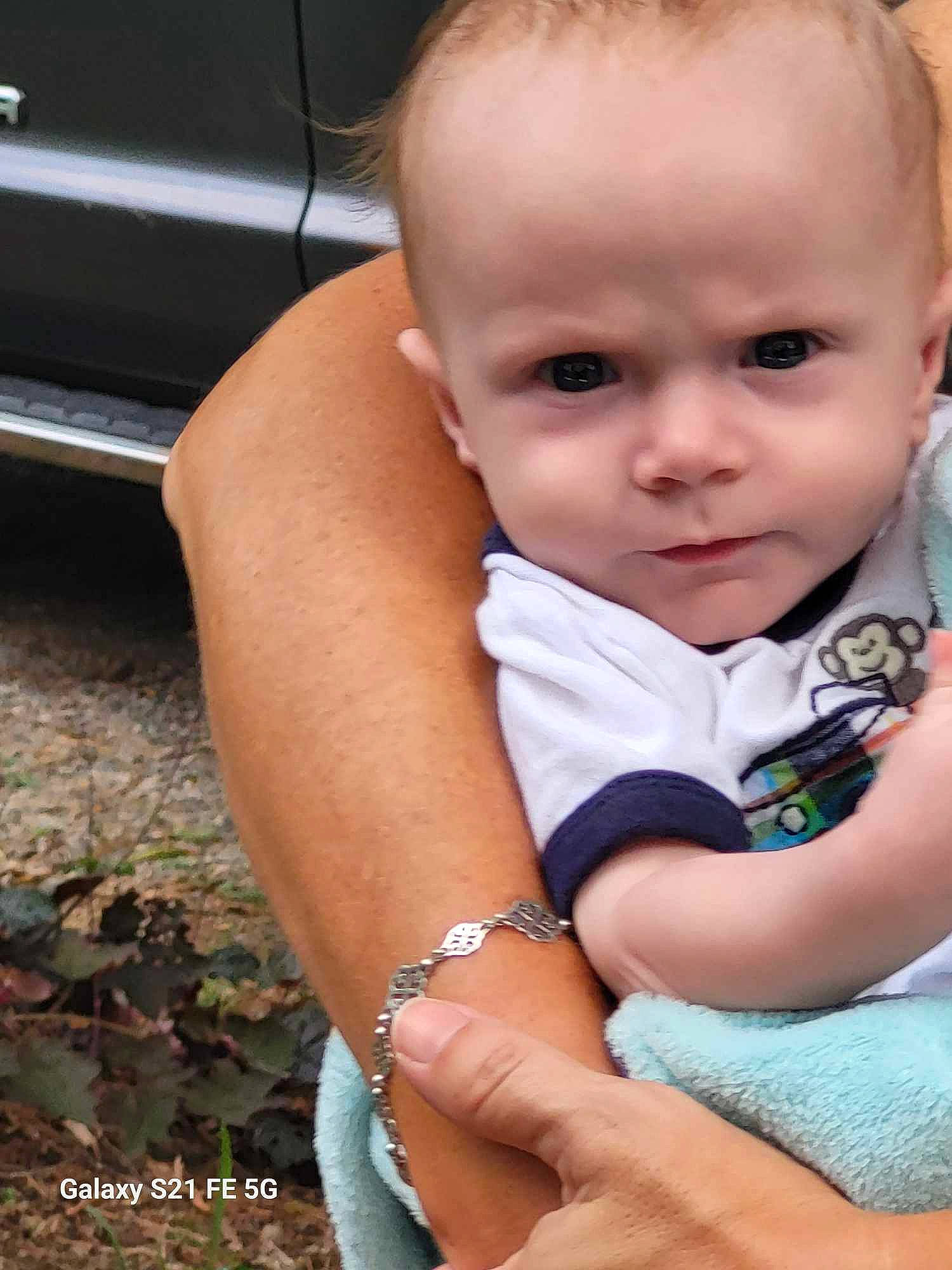 Archer joined the competition — help win amazing prizes! baby, baby_toddler_clothing, cheek, child, chin, finger, flash_photography, grass, happy, lip, mouth, nail, nose, pattern, person, plant, sitting, skin, thumb, toddler