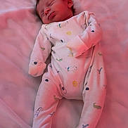 Roman joined the competition — help win amazing prizes! newborn, baby, sleeping, onesie, animal_pattern, blanket, soft, pink, infant, cute, peaceful, cozy, toddler, clothing, bed, rest, indoors, portrait, child, warm_light
