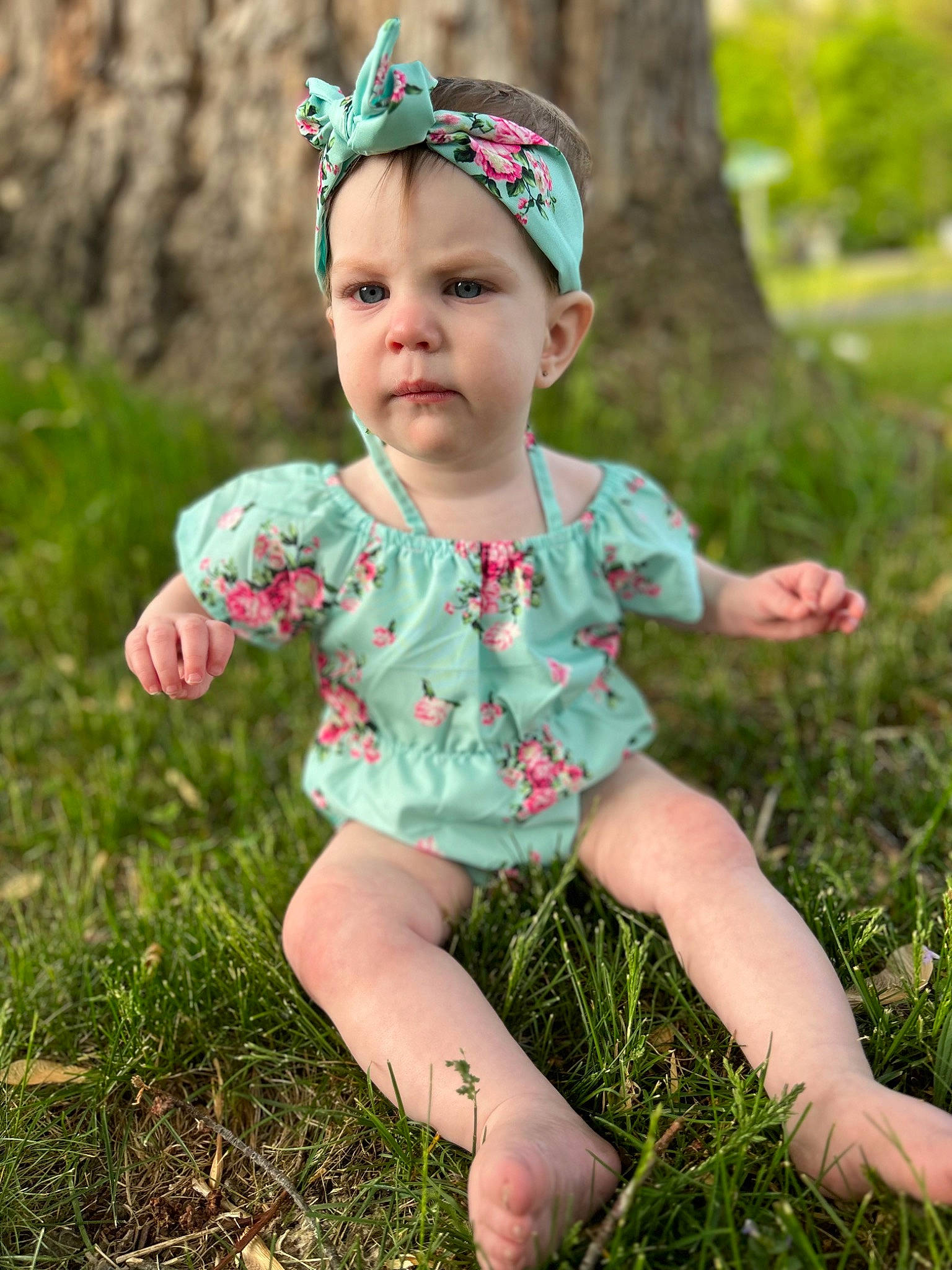 Freyja joined the competition — help win amazing prizes! baby, baby_toddler_clothing, child, face, fashion_accessory, fun, grass, grassland, happy, headband, human_leg, pattern, people_in_nature, person, photograph, plant, recreation, sitting, skin, sleeve