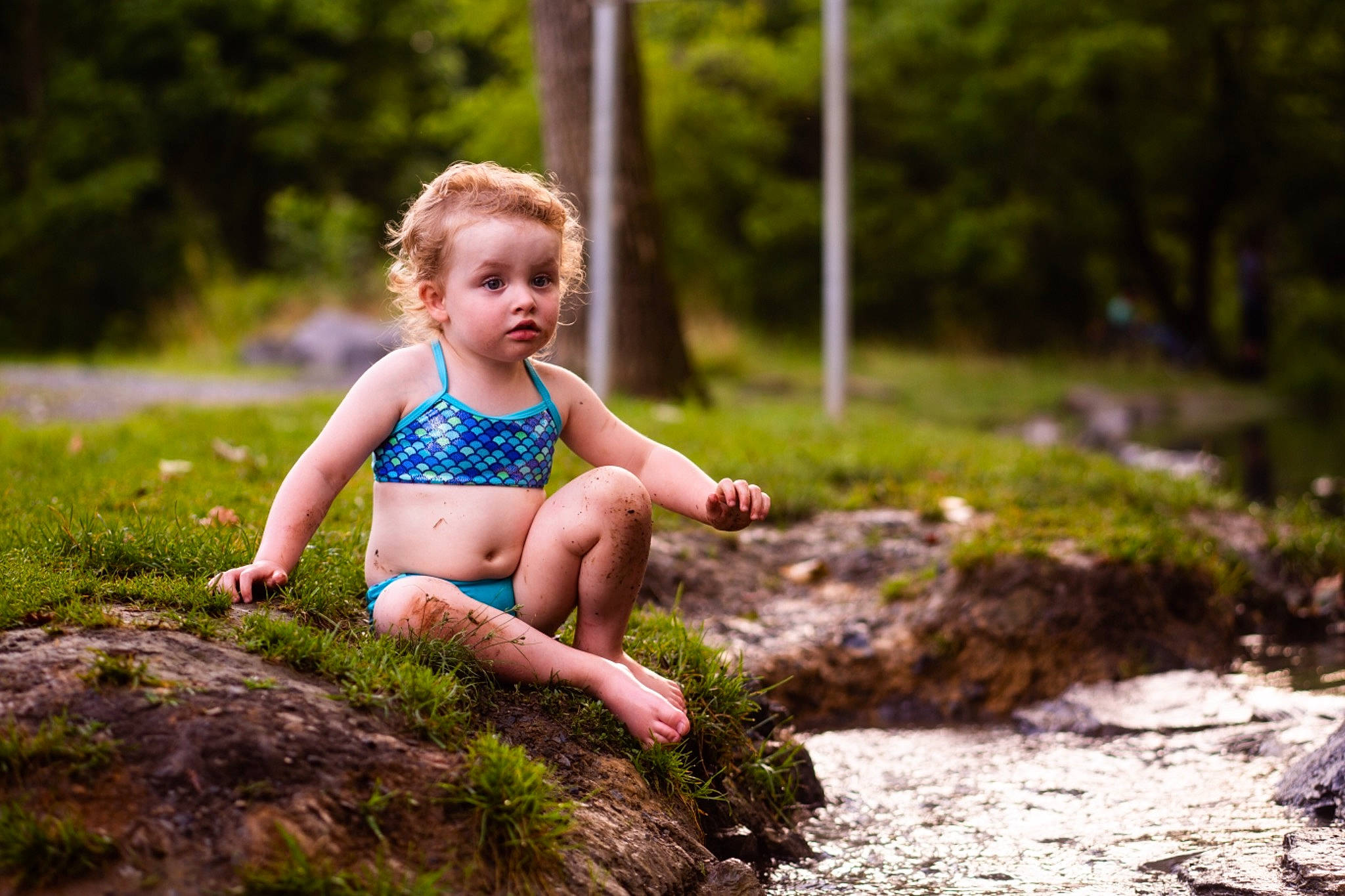 Ruey joined the competition — help win amazing prizes! bank, beauty, blond, child, fun, grass, green, happy, people, people_in_nature, person, photograph, photography, rock, sitting, summer, sunlight, surprise, toddler, tree
