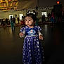 Luna joined the competition — help win amazing prizes! child, dress, purple, princess, halloween, party, indoor, mirror, reflection, lights, banner, celebration, costume, floor, person, event, dark, decorations, people, fun