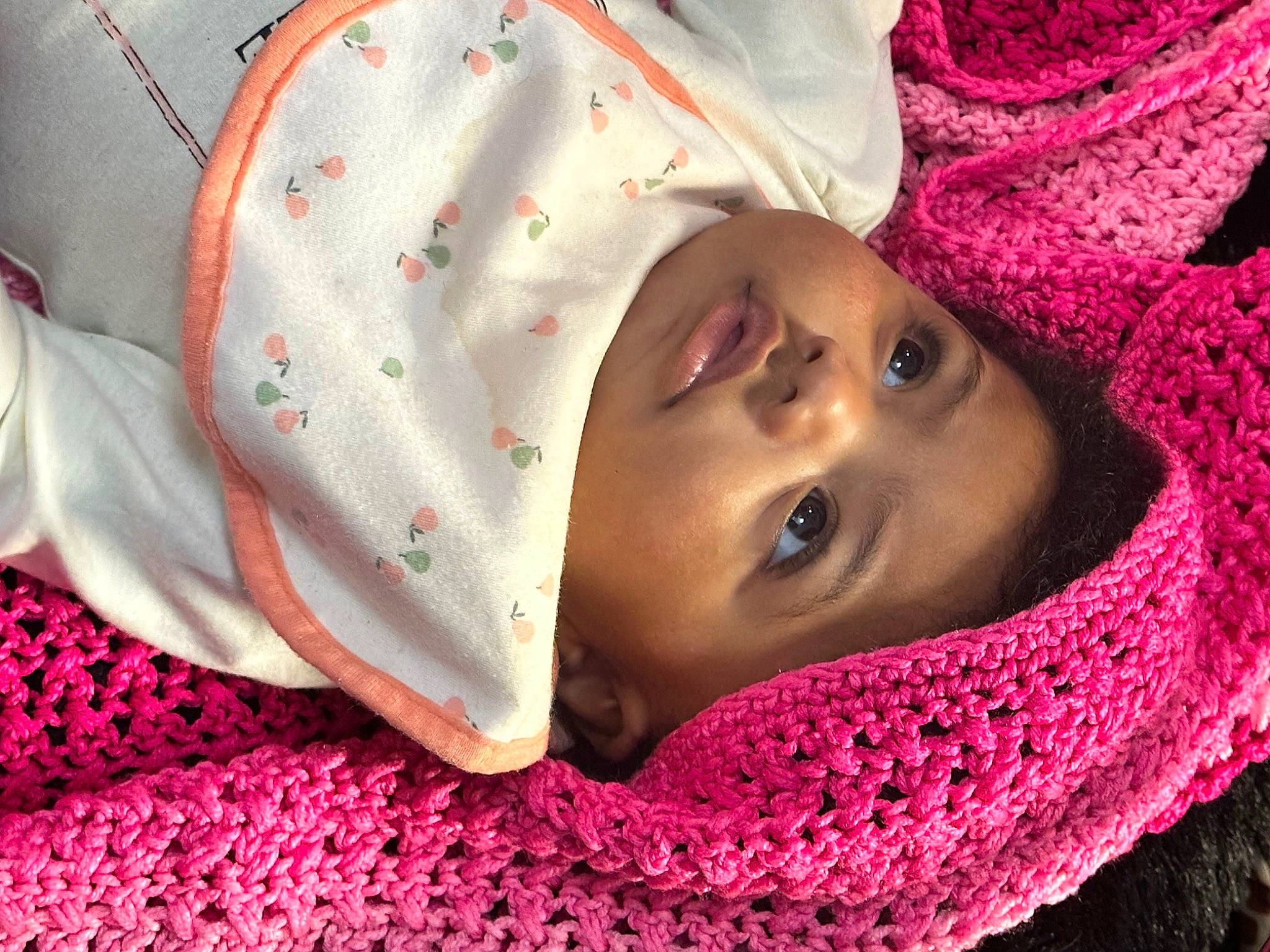 Ari joined the competition — help win amazing prizes! baby, cheek, chin, eye, eyebrow, eyelash, face, facial_expression, head, headgear, headwear, human_body, iris, lip, mouth, nose, person, pink, skin, sleeve