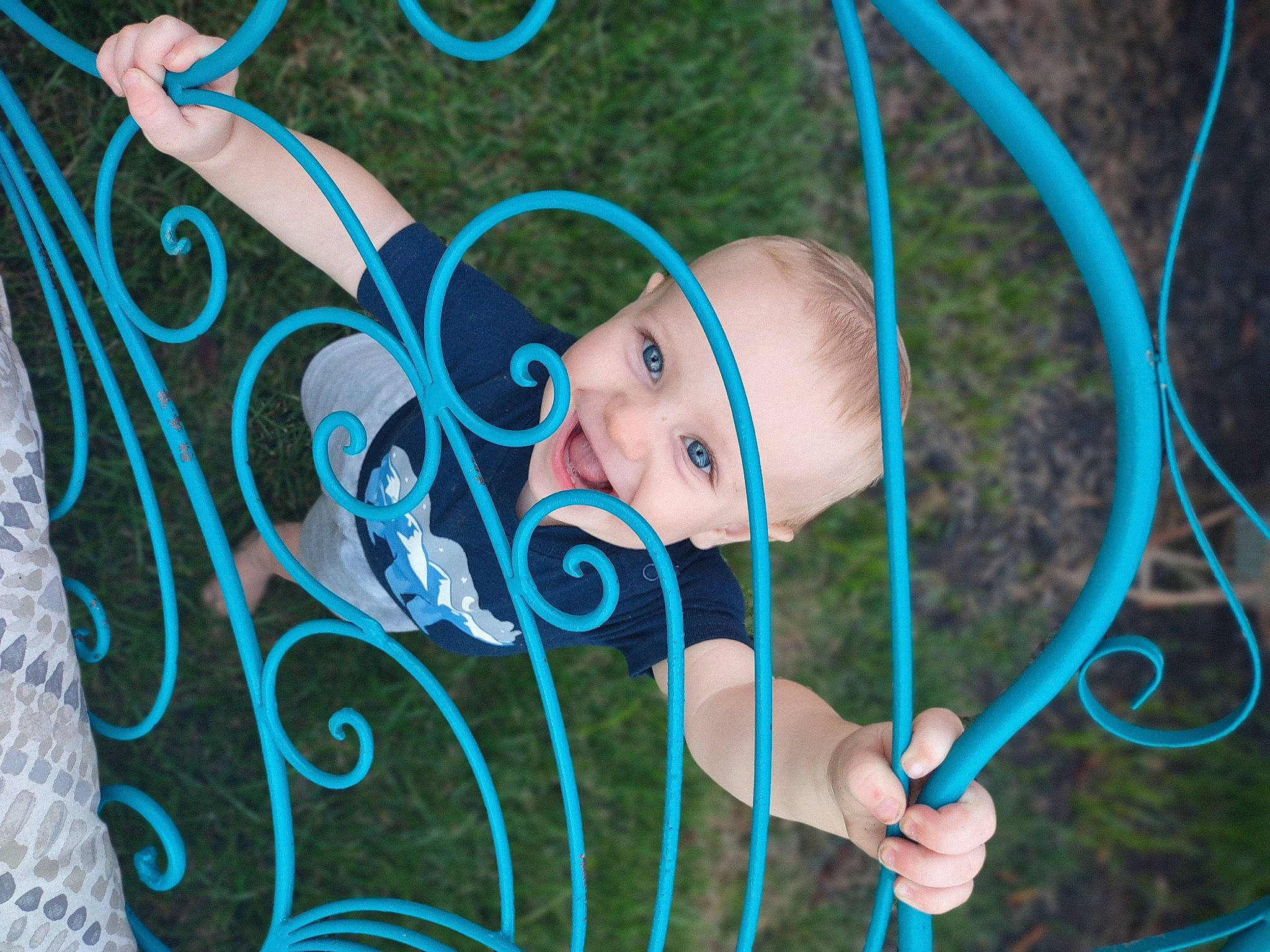 Deacon is registered to the contest to win money with this photo: aqua, azure, baby, blue, child, circle, cool, electric_blue, flash_photography, fun, grass, hand, happy, headwear, joy, leaf, leisure, organ, people_in_nature, person