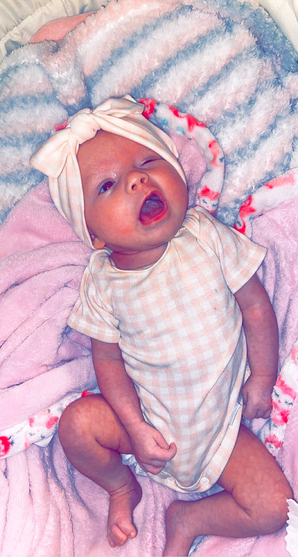 Jacqueline joined the competition — help win amazing prizes! baby, baby_sleeping, baby_toddler_clothing, cheek, child, comfort, eye, happy, hat, head, headwear, linens, lip, magenta, mouth, nose, person, pink, skin, sleeve