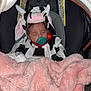 Ayzel is registered to the contest to win money with this photo: baby, child, sleeping, cow_costume, pacifier, blanket, car_seat, infant, cute, costume, pink, soft, cozy, adorable, sleep, rest, clothing, headwear, comfort, indoor