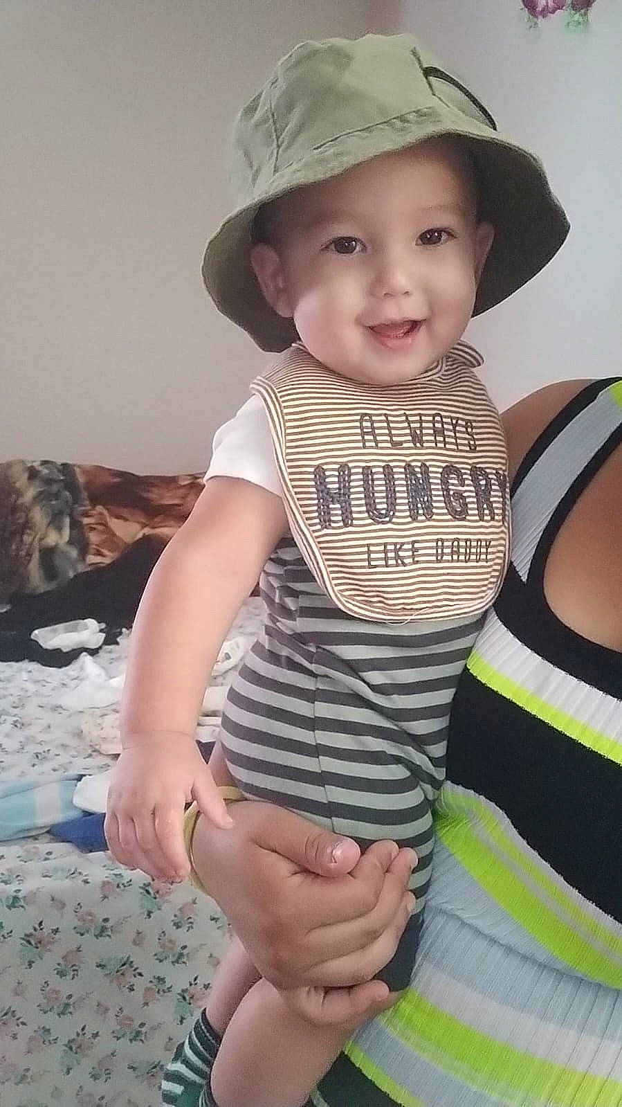 Austin joined the competition — help win amazing prizes! baby_toddler_clothing, baseball_cap, cap, child, eye, face, finger, happy, hat, head, headwear, joy, neck, pattern, person, product, skin, sleeve, smile, standing