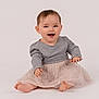 Elsie is registered to the contest to win money with this photo: baby, child, smiling, sitting, blue_eyes, grey_top, tulle_skirt, sparkles, cute, portrait, infant, happy, studio, soft_background, hands, feet, short_hair, innocence, childhood, fashion