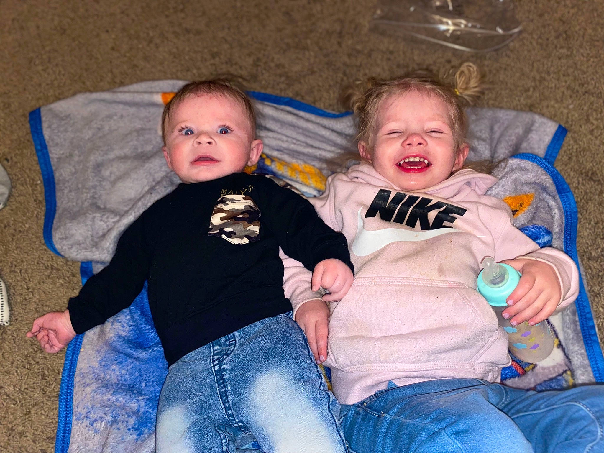 Daxton joined the competition — help win amazing prizes! baby, baby_toddler_clothing, cheek, child, comfort, couch, eye, fun, happy, head, human_body, interaction, iris, jeans, lap, mouth, person, skin, smile, thigh