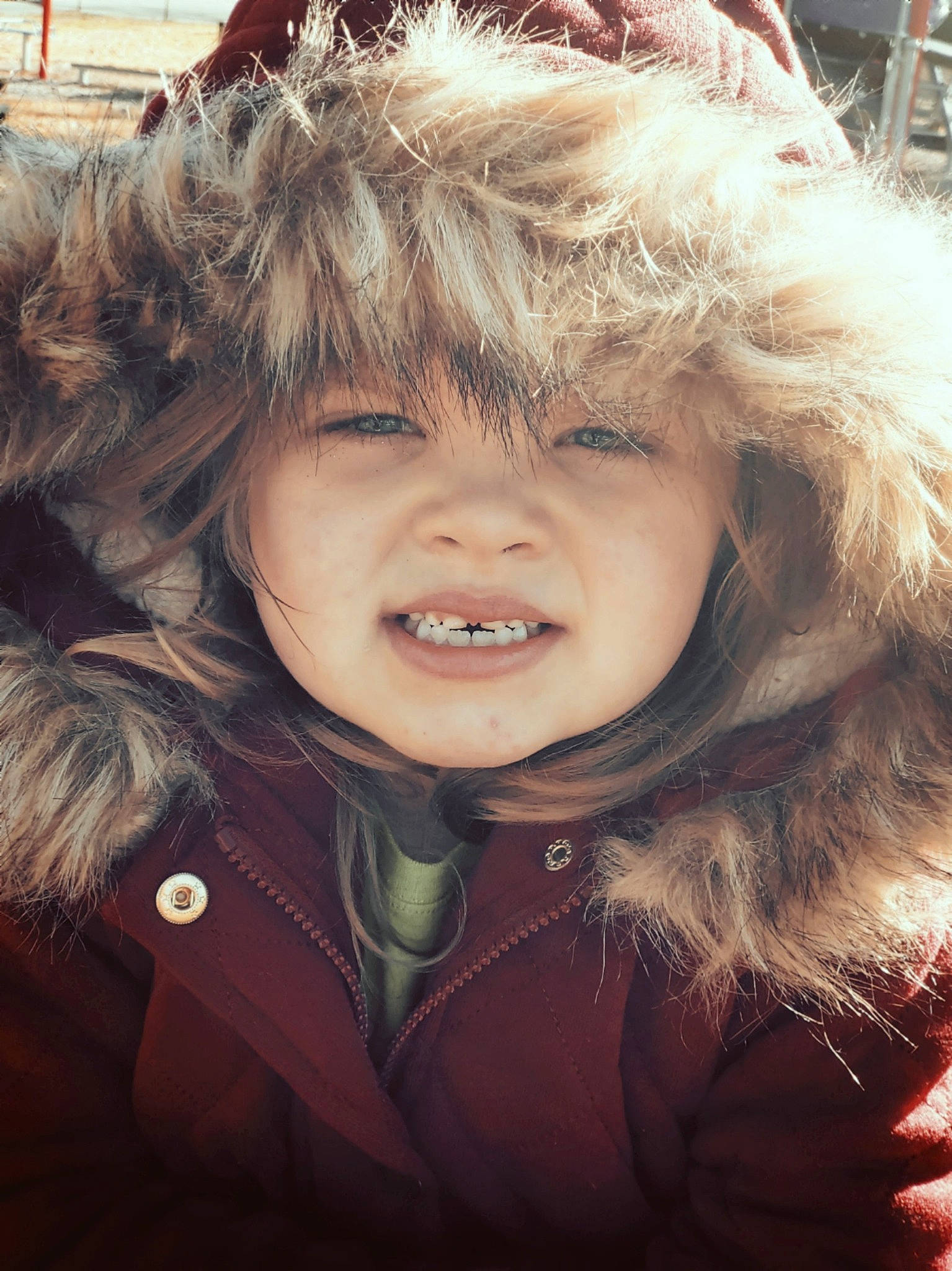 Mariella is registered to the contest to win money with this photo: beauty, blond, cheek, child, chin, cool, eye, face, facial_expression, fur, hair, hairstyle, head, joy, lip, nose, organ, person, skin, smile