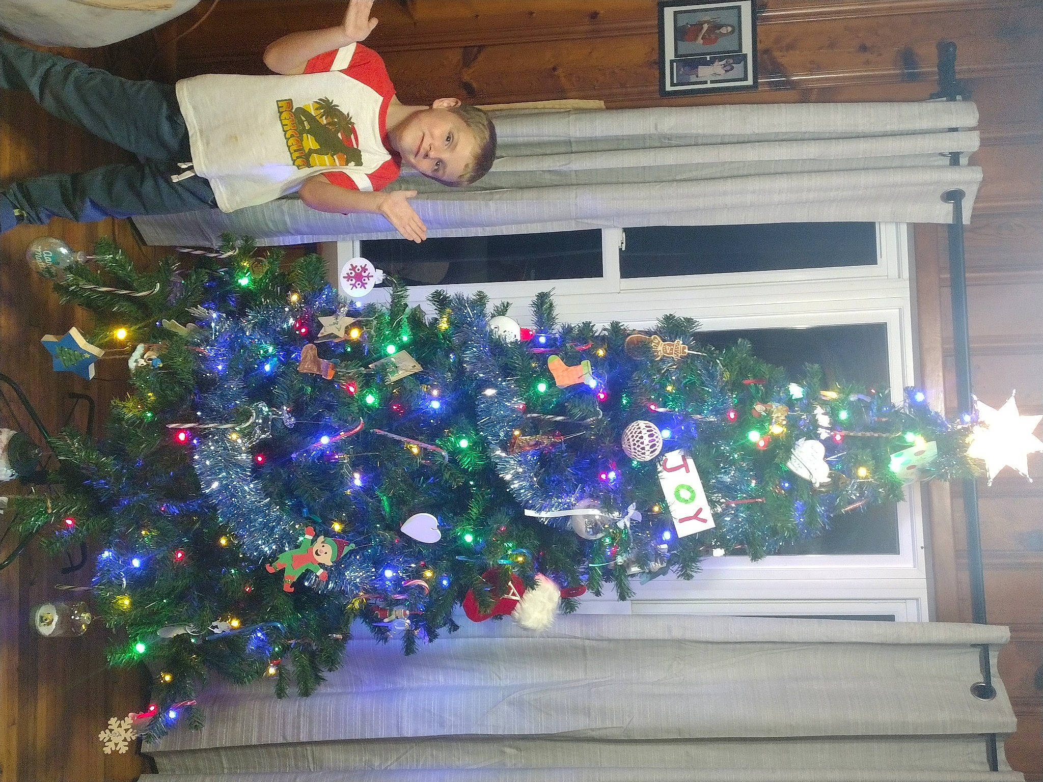 Aaron joined the competition — help win amazing prizes! christmas, christmas_decoration, christmas_ornament, christmas_tree, conifer, decoration, electric_blue, event, evergreen, fun, holiday, holiday_ornament, joy, ornament, person, plant, room, tradition, tree, window