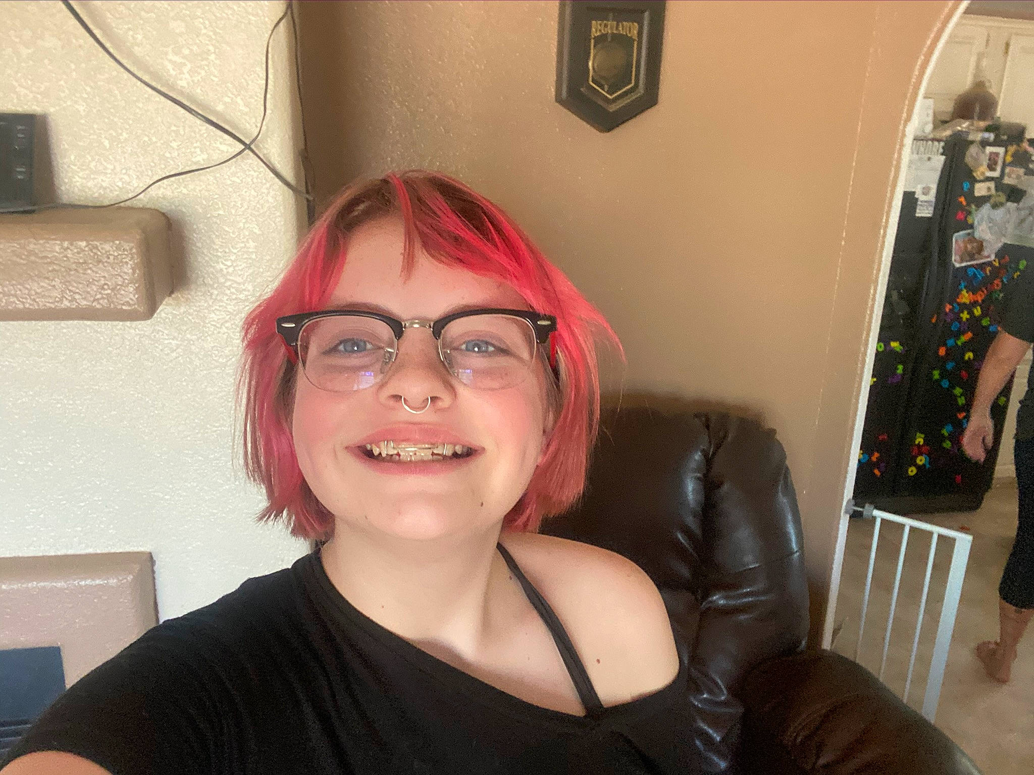 Kaydence is registered to the contest to win money with this photo: bangs, bob_cut, cool, coquelicot, eyewear, glasses, hair_coloring, joy, leather, lip, mouth, person, red_hair, selfie, throat, tongue, tooth, top, vision_care
