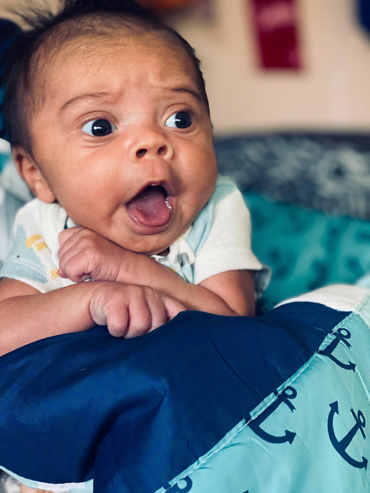 Cortez joined the competition — help win amazing prizes! azure, baby, baby_toddler_clothing, blue, cheek, comfort, eye, eyebrow, face, finger, gesture, happy, head, iris, lip, mouth, nose, person, skin, surprise