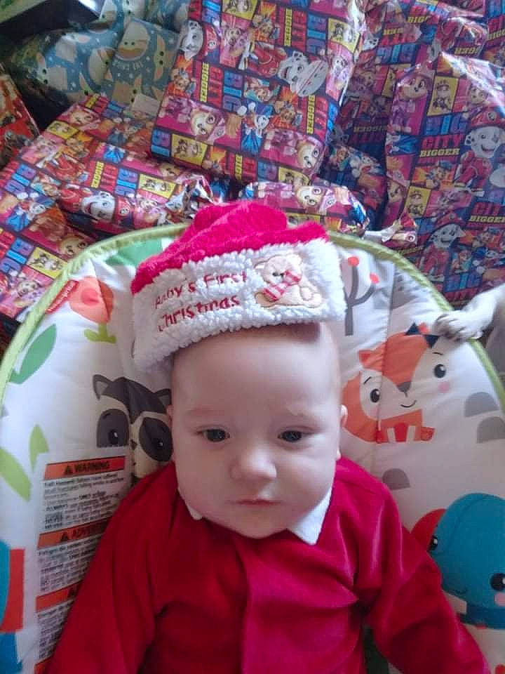 Braydon joined the competition — help win amazing prizes! baby, baby_products, baby_toddler_clothing, beanie, cap, cheek, child, costume_hat, fashion_accessory, fun, headwear, holiday, knit_cap, magenta, pattern, person, pink, sleeve, textile, toddler