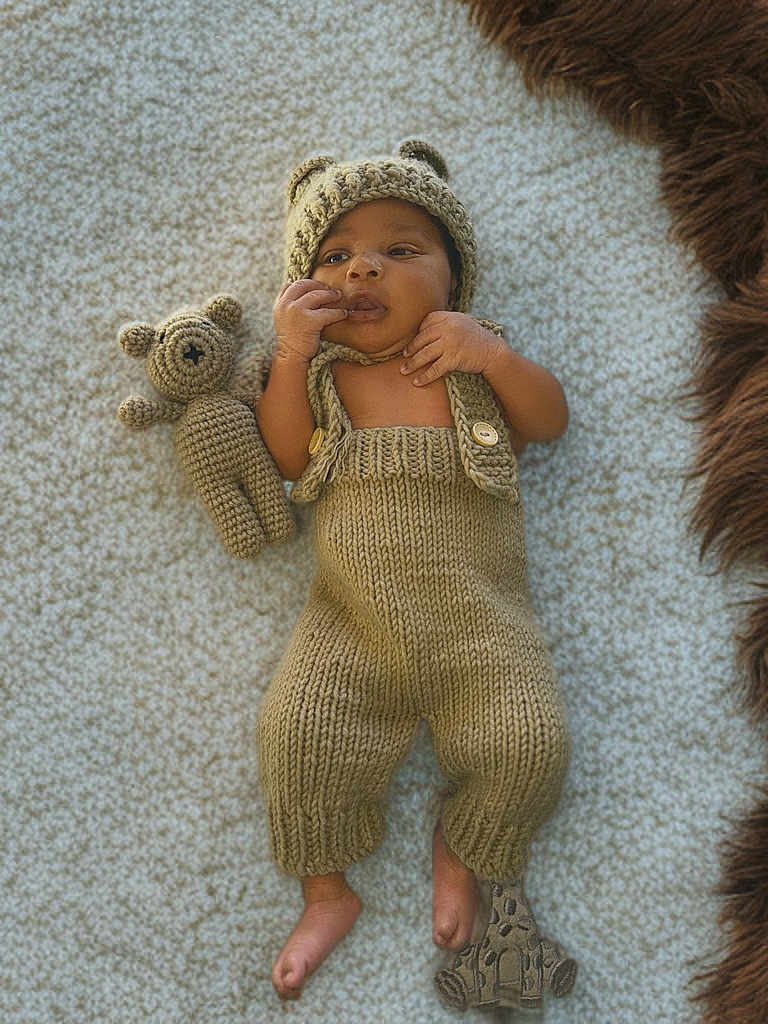 Yohan joined the competition — help win amazing prizes! baby, knitted_outfit, bear_ears, teddy_bear, soft_blanket, lying_down, infant, cute, hand_knit, cozy, child, small, adorable, warm, texture, portrait, newborn, indoor, peaceful, curious