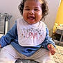 Leila joined the competition — help win amazing prizes! baby, babylaughing, bib, clothing, crying, face, happy, head, pants, person, photography, portrait, sad, sitting, smile