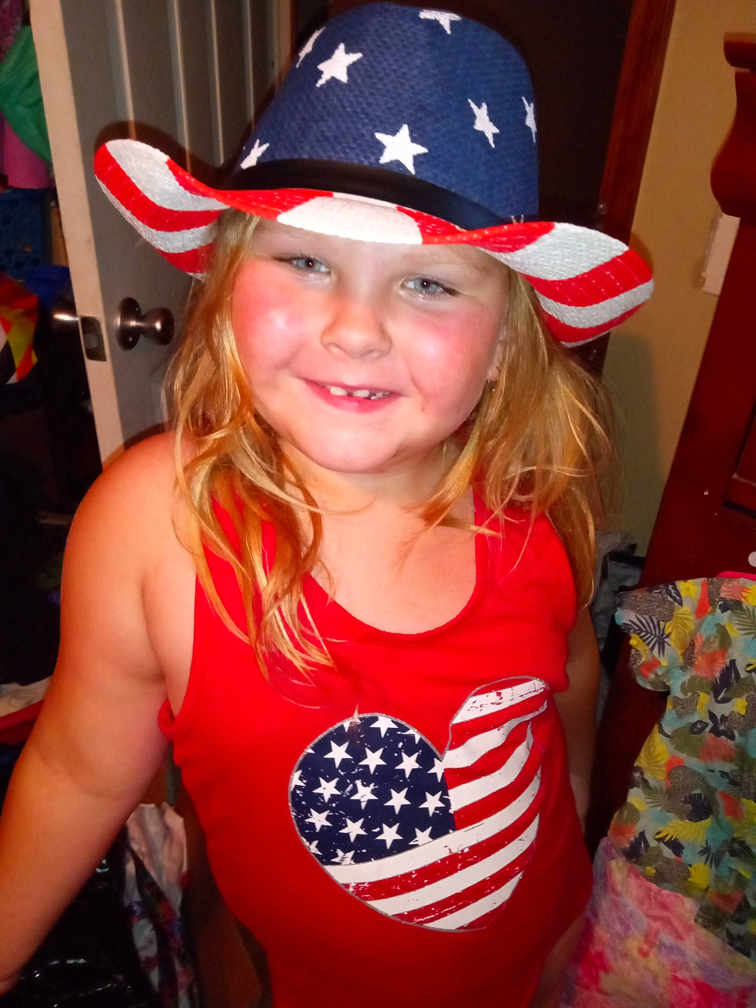 Madilyn joined the competition — help win amazing prizes! beauty, blond, chest, cool, costume_hat, cowboy_hat, electric_blue, event, facial_expression, fedora, fun, hairstyle, happy, hat, headwear, joy, organ, person, red, sleeve