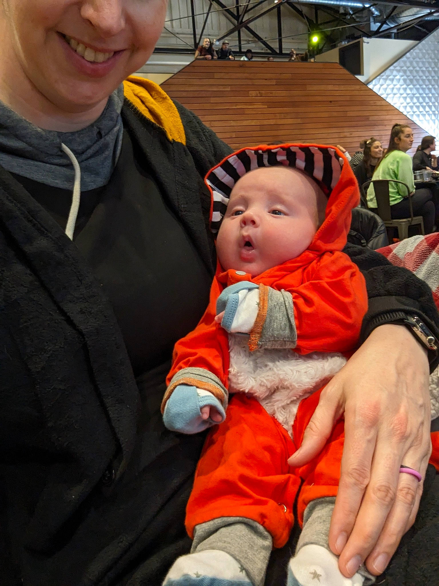 Rowen joined the competition — help win amazing prizes! baby, baby_toddler_clothing, cheek, child, costume, event, eye, fun, fur, happy, hat, headgear, headwear, lap, person, skin, smile, toddler, tradition, vacation