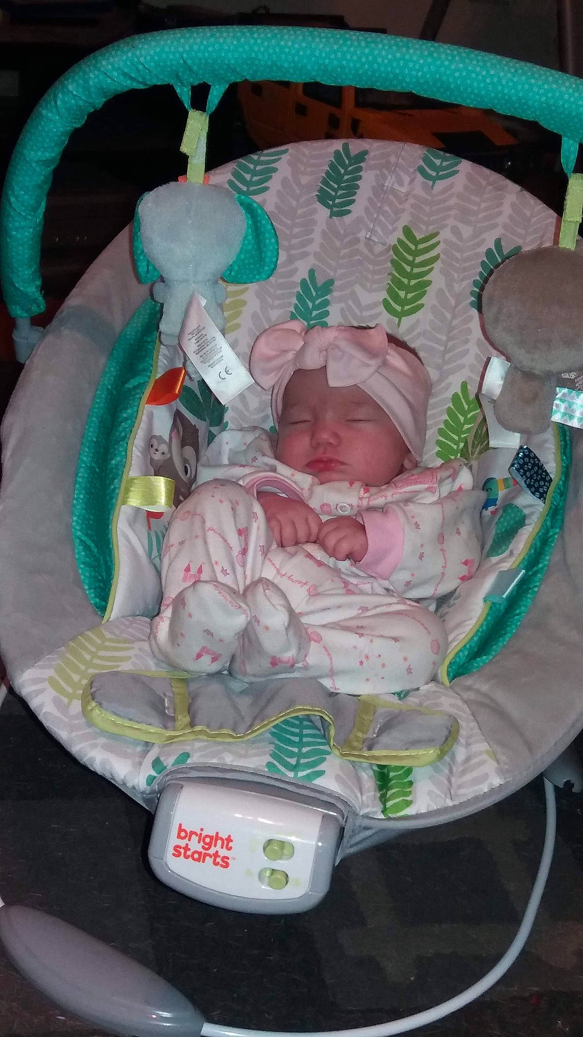 Nevaeh is registered to the contest to win money with this photo: baby, baby_carriage, baby_products, baby_safety, baby_toddler_clothing, baby_toys, child, comfort, cradle, green, headwear, infant_bed, person, pink, plastic, product, toddler, white