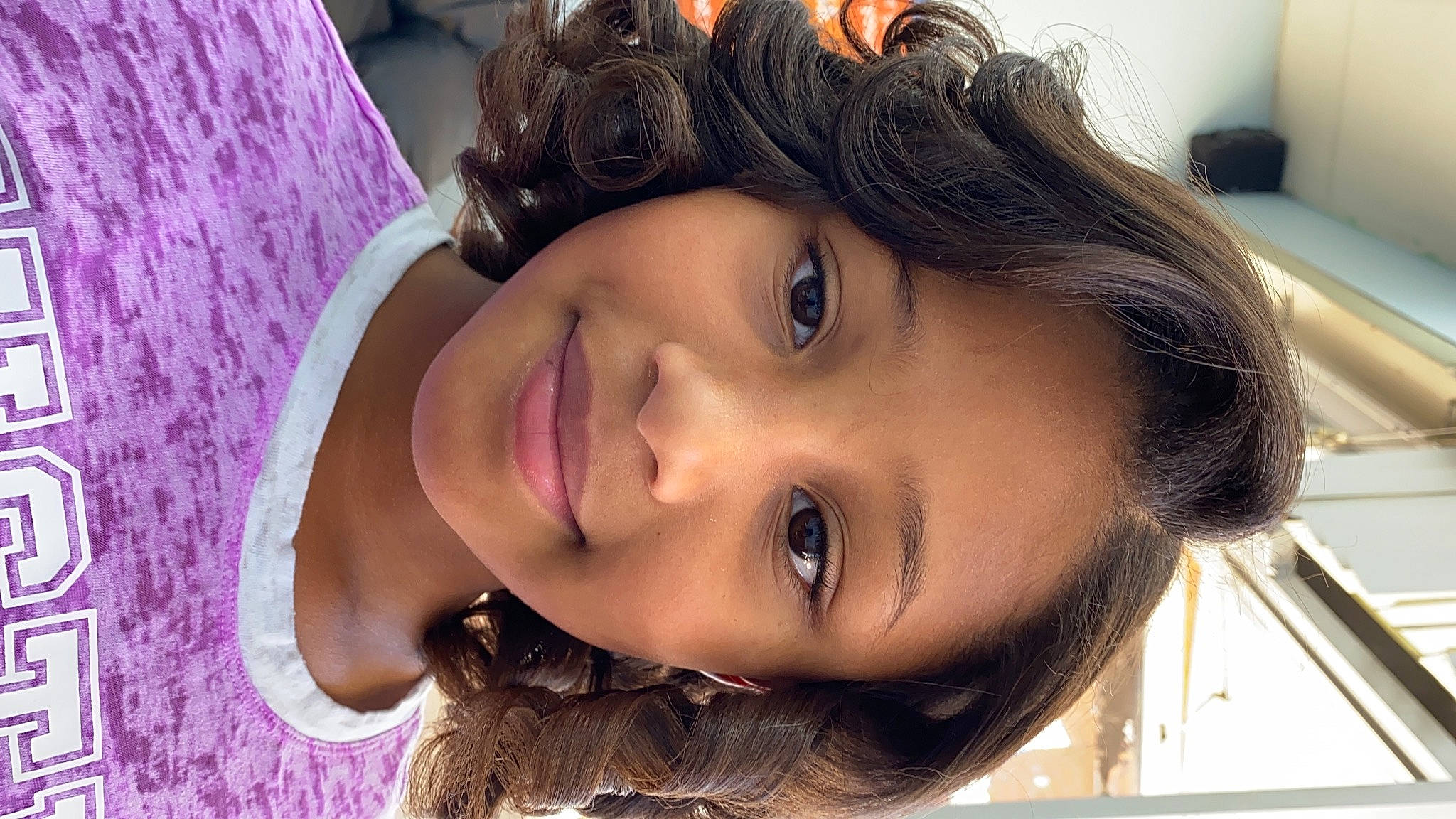 Kendal is registered to the contest to win money with this photo: cheek, chin, dress, ear, eyebrow, eyelash, fashion, flash_photography, forehead, hairstyle, happy, iris, jaw, joy, lip, neck, nose, person, purple, skin