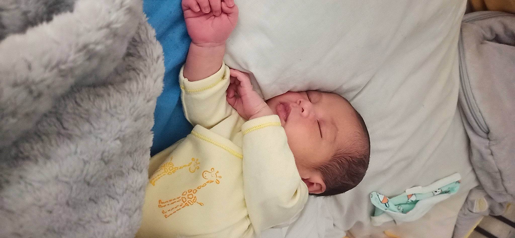 Uriel participe au concours pour gagner de l'argent avec cette photo : baby, baby_sleeping, baby_toddler_clothing, child, comfort, eyelash, finger, foot, gesture, hand, head, linens, nail, nose, pattern, person, skin, sleeve, textile, thumb