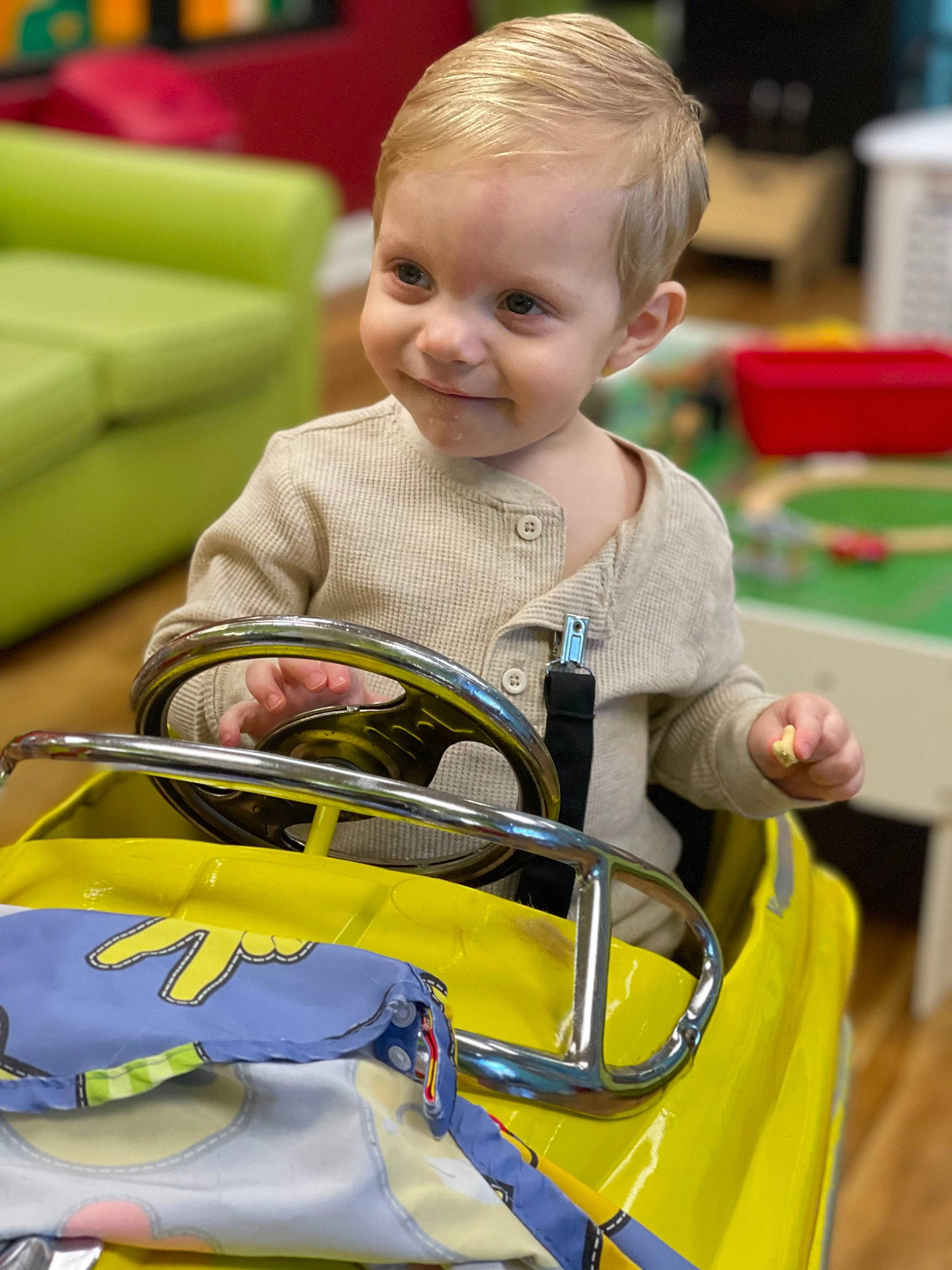 Kayden joined the competition — help win amazing prizes! baby, baby_products, cheek, child, eye, fun, happy, joy, leisure, people, person, play, product, recreation, riding_toy, room, skin, smile, snapshot, summer