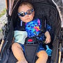 Lyham a rejoint le concours — aidez-le/la à gagner de superbes lots ! toddler, stroller, sunglasses, child, blue_outfit, toy, blanket, seatbelt, outdoor, baby, footwear_absent, sunshade, person, cute, relaxed, summer, casual, playful, infant, reflection