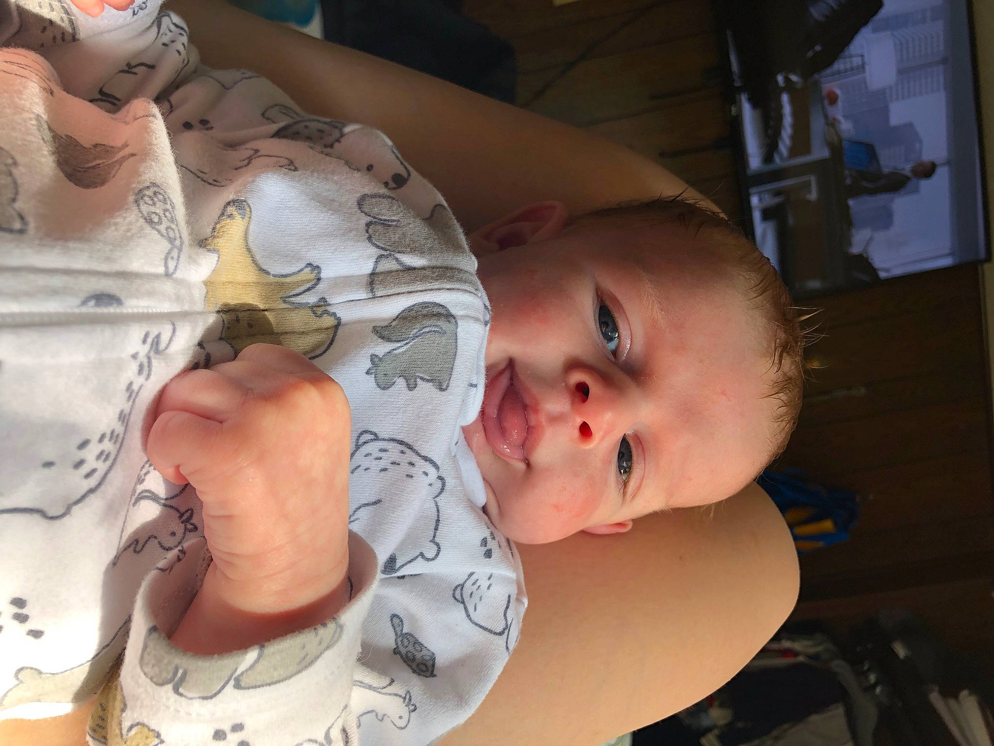 Jaxton joined the competition — help win amazing prizes! abdomen, baby, baby_toddler_clothing, cheek, chest, child, ear, eyelash, finger, fun, happy, hat, mouth, nail, pattern, person, sitting, skin, smile, thumb