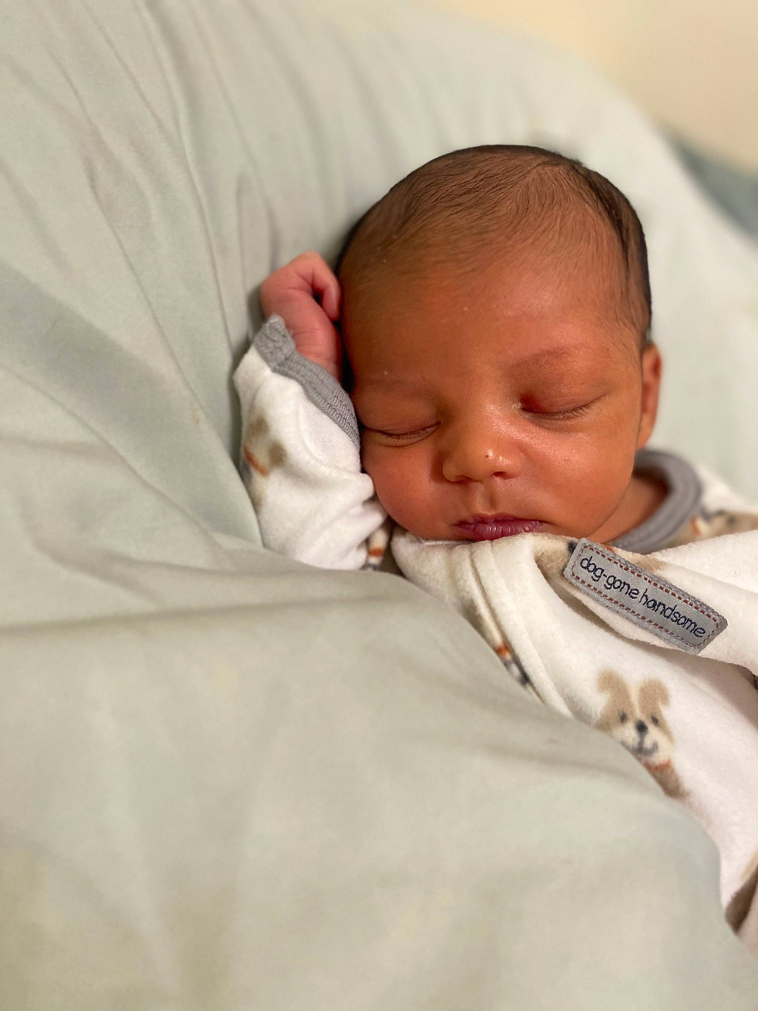 Emerson is registered to the contest to win money with this photo: baby, baby_products, baby_sleeping, baby_toddler_clothing, bedding, bedtime, carmine, cheek, child, comfort, ear, event, eye, eyebrow, linens, nap, nose, person, skin, sleep