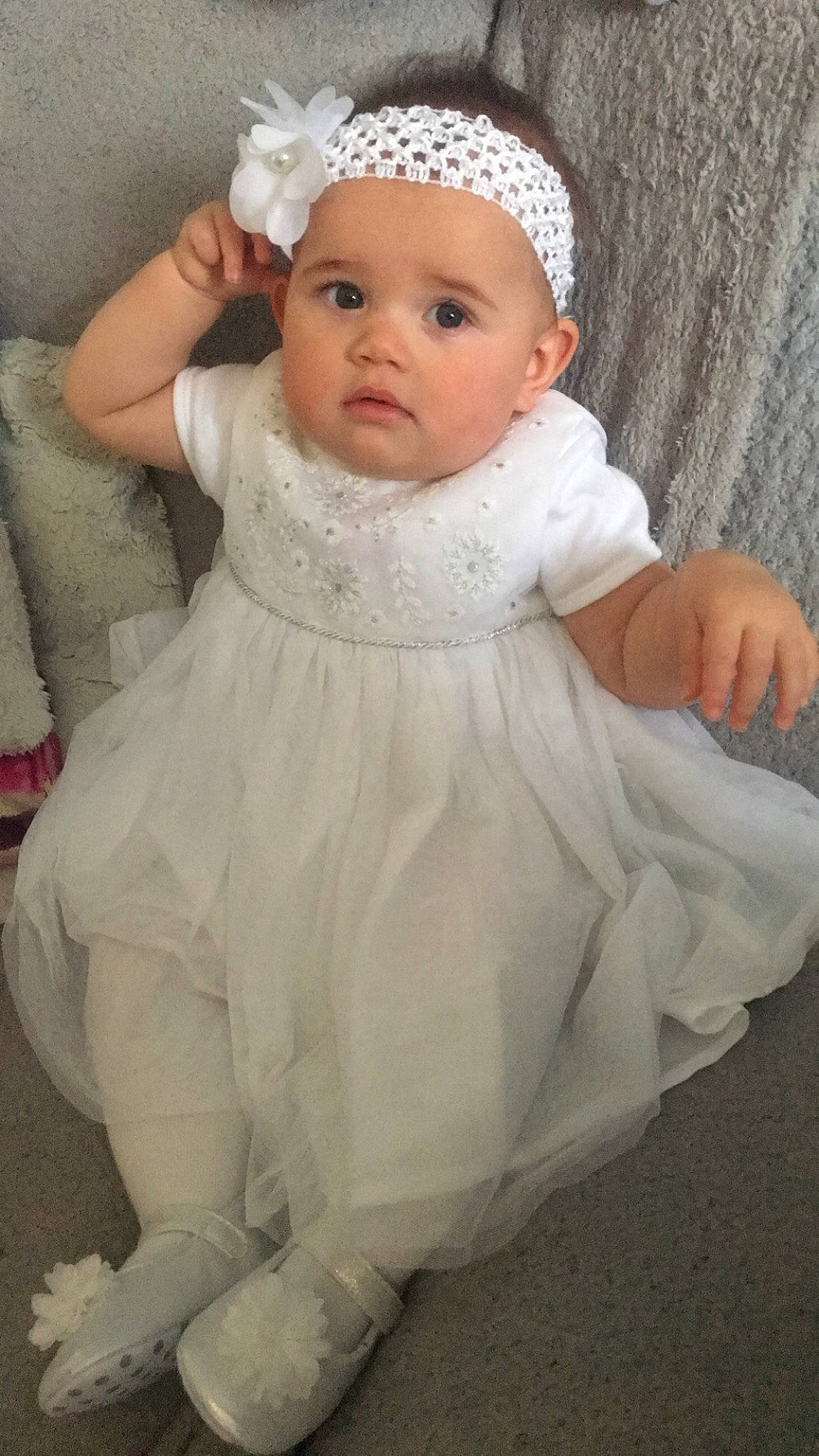 Ella-mae is registered to the contest to win money with this photo: baby, baby_toddler_clothing, bonnet, child, hair_accessory, headgear, headwear, person, toddler