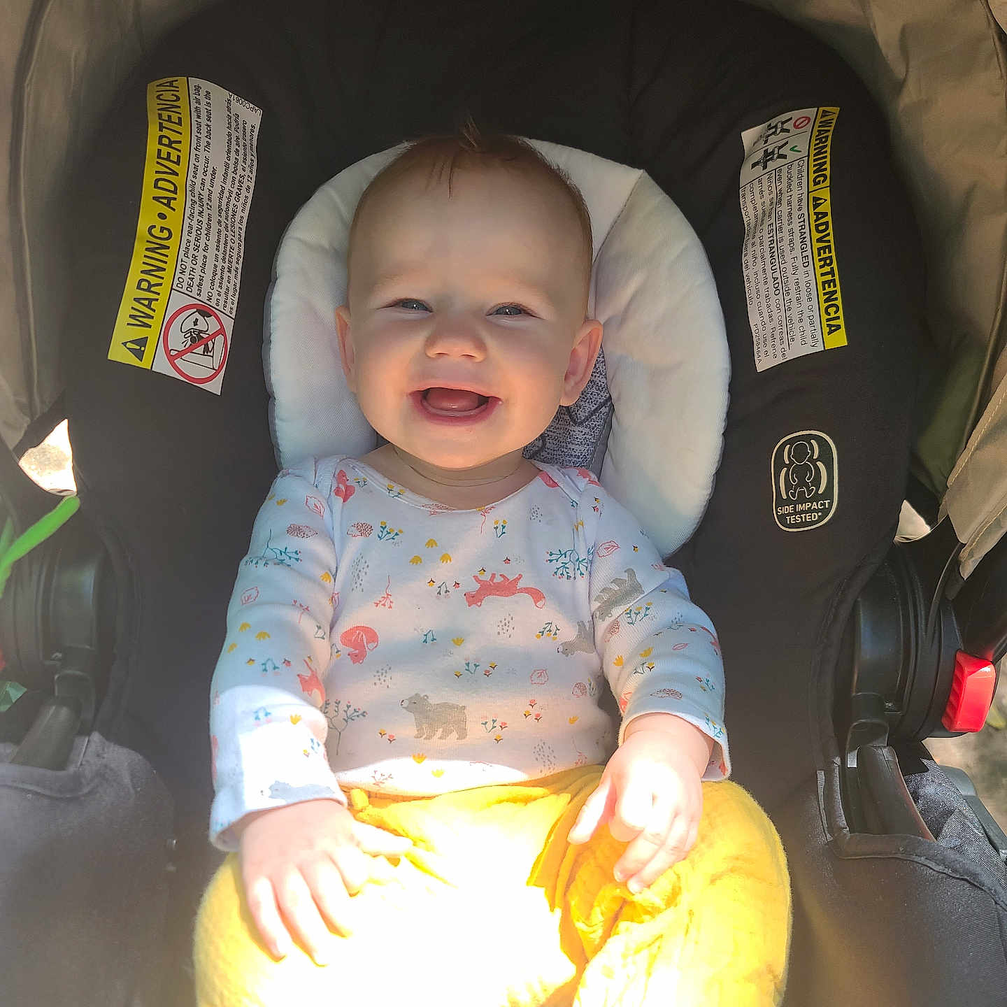 Maevie Renée is registered to the contest to win money with this photo: baby, bed, car, car_interior, carseat, clothing, crib, cushion, face, furniture, head, homedecor, infantbed, person, photography, portrait, stroller, t_shirt, transportation, vehicle