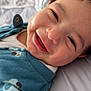 Raúl joined the competition — help win amazing prizes! baby, smiling, close_up, face, infant, blue_clothing, fleece, lying_down, bed, happy, cute, child, portrait, skin, young, cozy, cheeks, expression, indoors, button