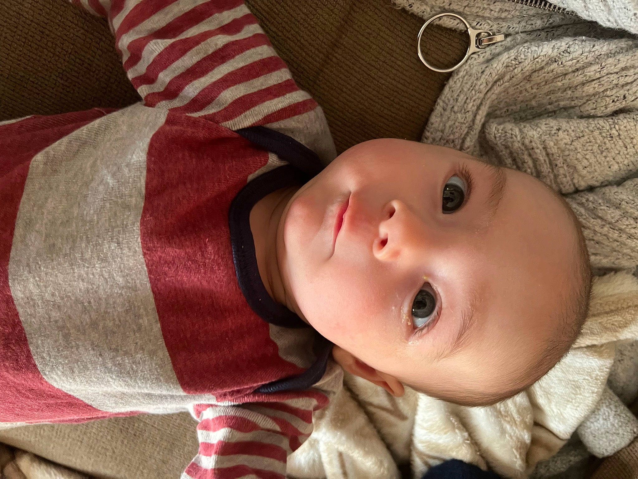 Beau joined the competition — help win amazing prizes! baby, baby_toddler_clothing, cheek, child, chin, comfort, eye, eyebrow, eyelash, face, head, headgear, human_body, iris, lip, mouth, nose, person, skin, sleeve