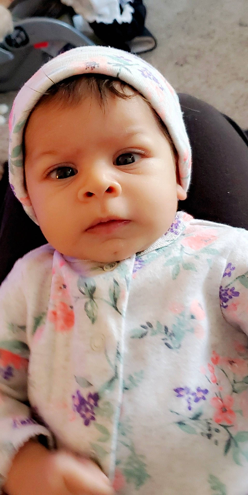 Sage joined the competition — help win amazing prizes! baby, cheek, child, chin, eye, face, forehead, head, headgear, lip, mouth, nose, person, pink, skin, smile, toddler