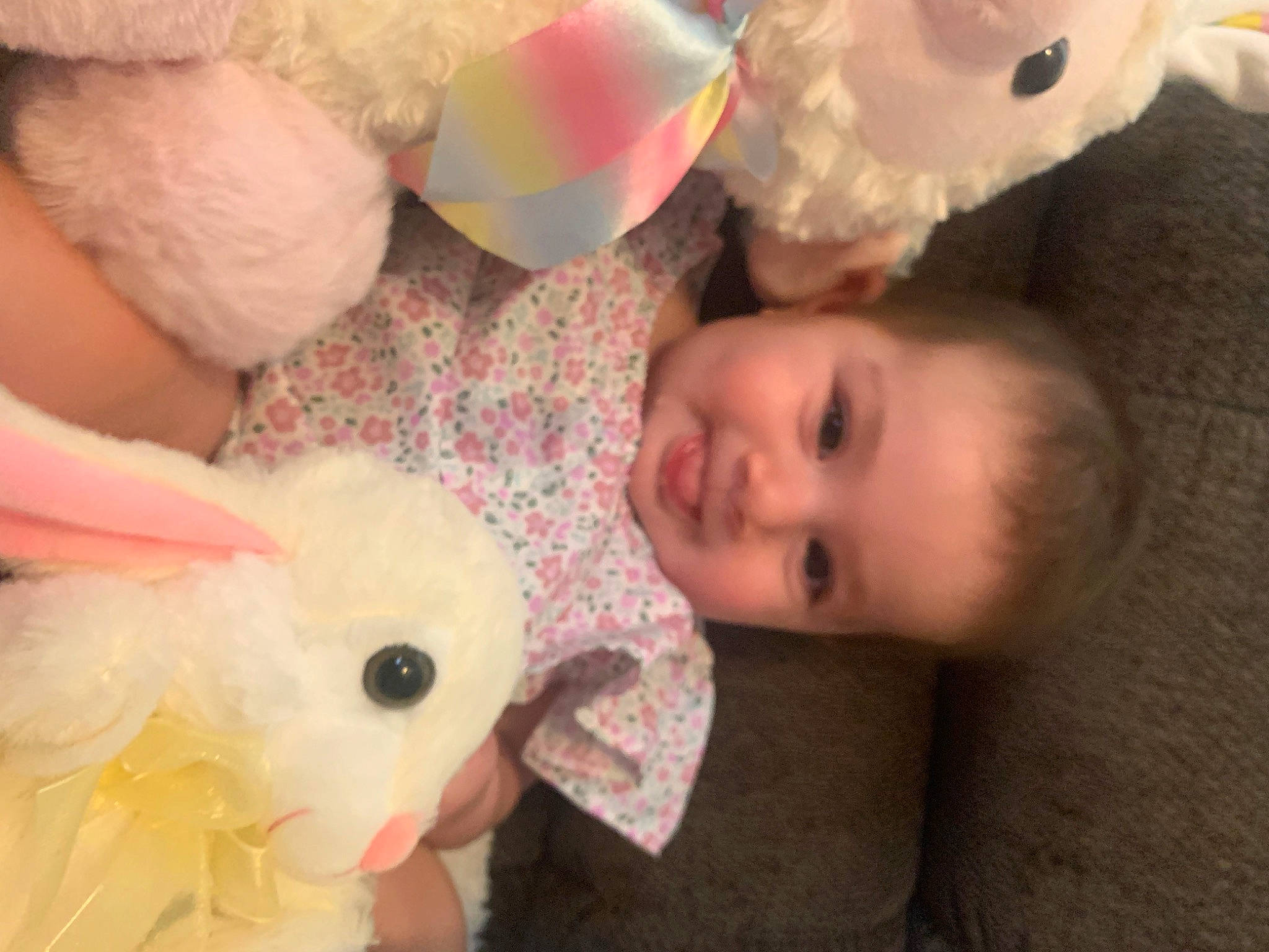 Kylie joined the competition — help win amazing prizes! baby, baby_products, cheek, child, ear, hairstyle, happy, iris, joy, mammal, nose, organ, person, pink, rabbit, room, skin, stuffed_toy, toddler, toy