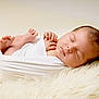 baby, newborn, sleeping, wrapped, white_cloth, fluffy, soft, peaceful, infant, skin, face, hand, foot, closeup, portrait, resting, cute, adorable, child, lying_down