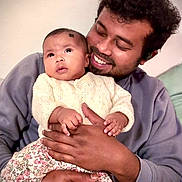 Tiana Talukder participe au concours pour gagner de l'argent avec cette photo : baby, man, holding, smiling, curious, cozy_clothing, indoor, portrait, family, affection, love, happy, cute, child, parent, casual, closeup, human, people, together
