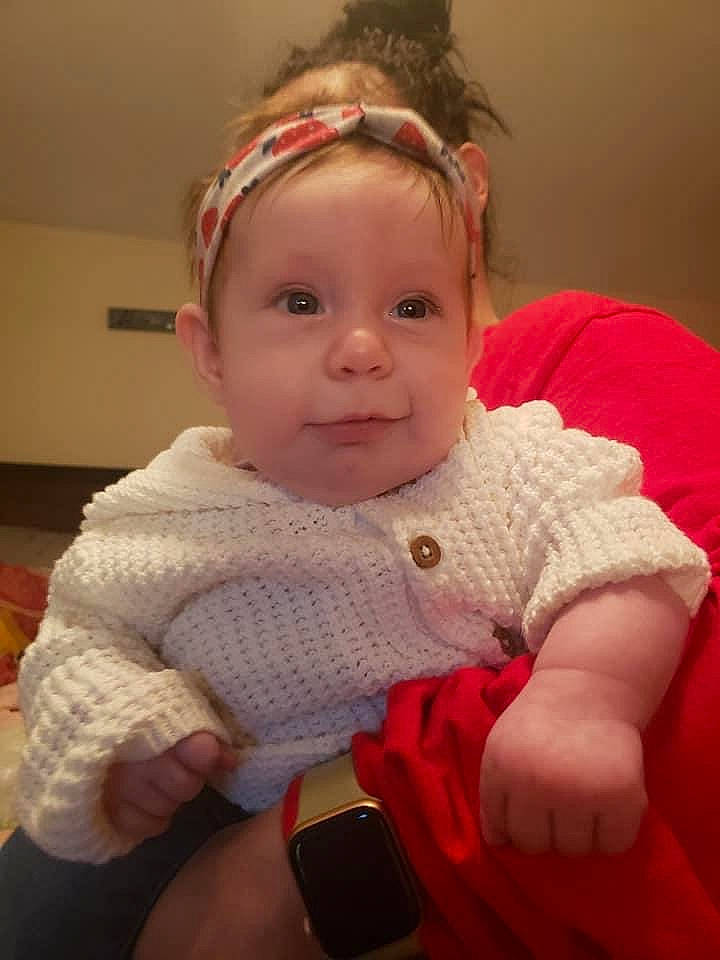 Lennox joined the competition — help win amazing prizes! baby, cheek, child, ear, eye, face, hair_accessory, head, headband, headgear, iris, lip, person, pink, skin, smile, toddler