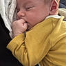 Tyler a rejoint le concours — aidez-le/la à gagner de superbes lots ! baby, sleeping, thumb_sucking, yellow_clothing, blanket, infant, peaceful, soft_texture, closeup, face, child, person, portrait, resting, cute, young, cozy, indoors, head, skin