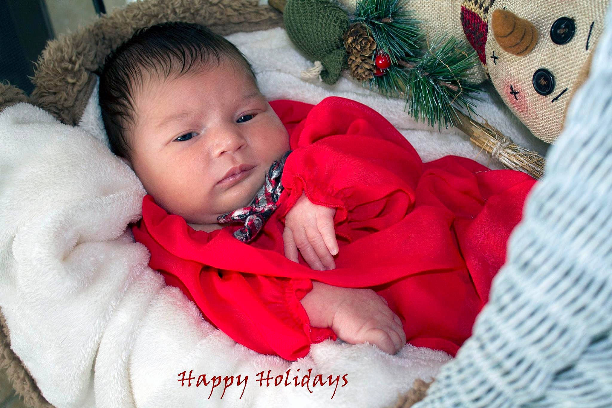 Annistyn is registered to the contest to win money with this photo: child, christmas, girl, happiness, holiday, infant, person, product, red, skin, smile, textile, toddler