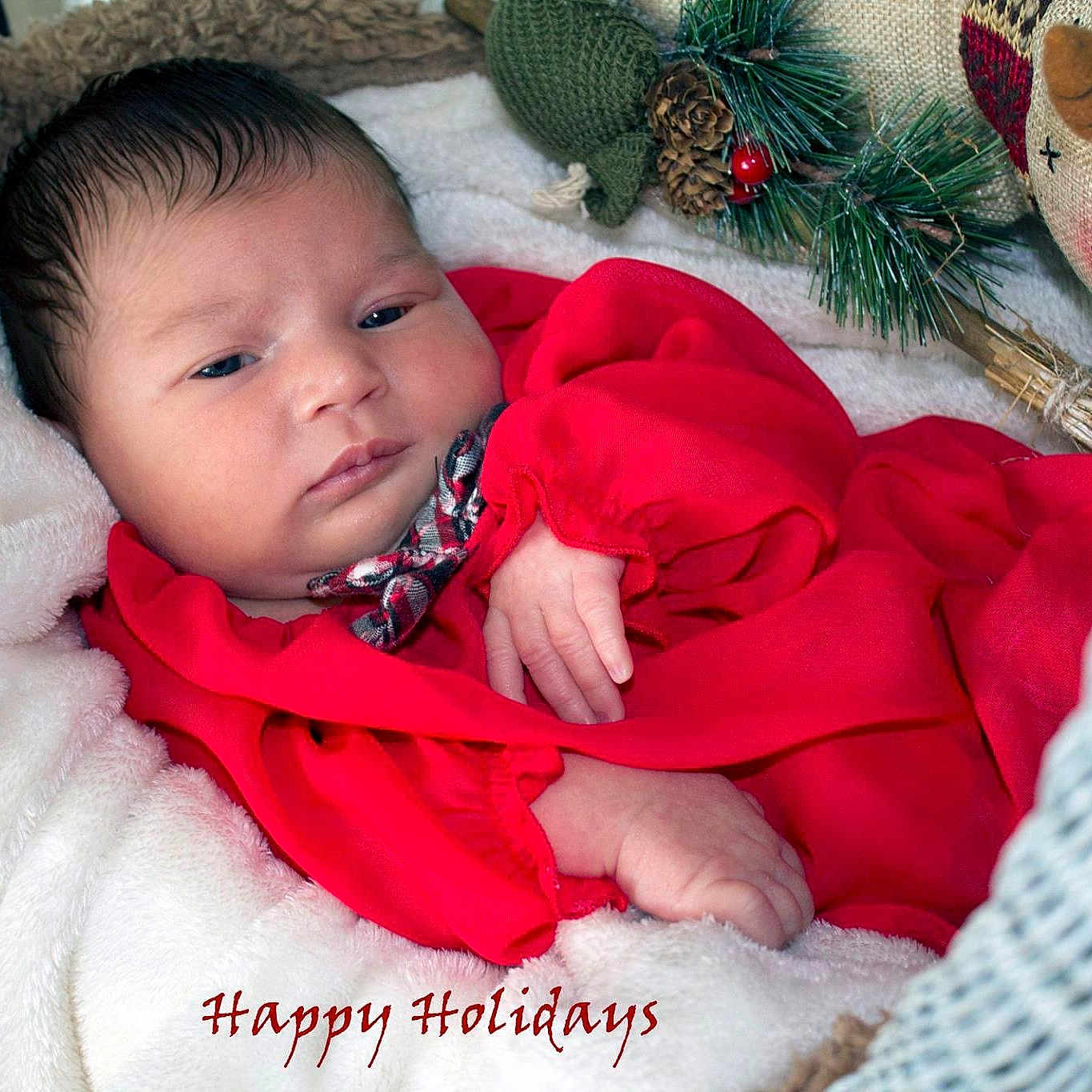 Annistyn is registered to the contest to win money with this photo: child, christmas, girl, happiness, holiday, infant, person, product, red, skin, smile, textile, toddler