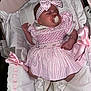 Talia-Louise joined the competition — help win amazing prizes! baby, infant, sleeping, dress, headband, pacifier, bassinet, ribbon, white, pink, footwear, clothing, cozy, cute, newborn, child, soft, peaceful, resting, accessory