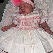 Talia-Louise joined the competition — help win amazing prizes! baby, sleeping, dress, headband, pink, white, bracelet, infant, cute, soft, quilt, resting, adorable, child, clothing, portrait, peaceful, young, toddler, cozy