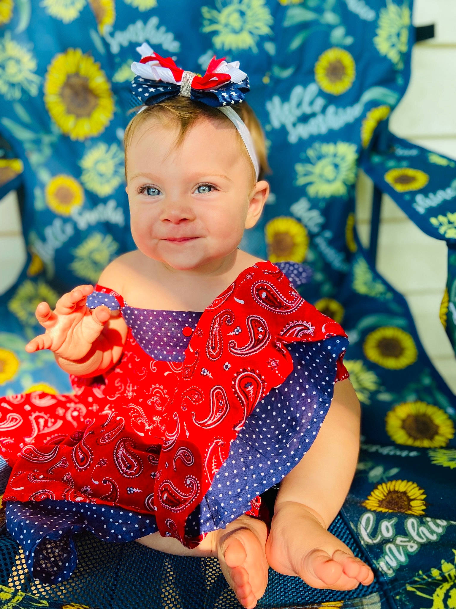 Mia Grace joined the competition — help win amazing prizes! baby, baby_toddler_clothing, blue, child, design, dress, electric_blue, event, eye, face, fashion_accessory, happy, head, iris, jewellery, pattern, person, red, skin, sleeve