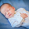 Abel joined the competition — help win amazing prizes! baby, newborn, sleeping, infant, portrait, close_up, face, hand, onesie, blanket, blue, indoors, resting, peaceful, cute, soft_lighting, fashion, child, nap, photography