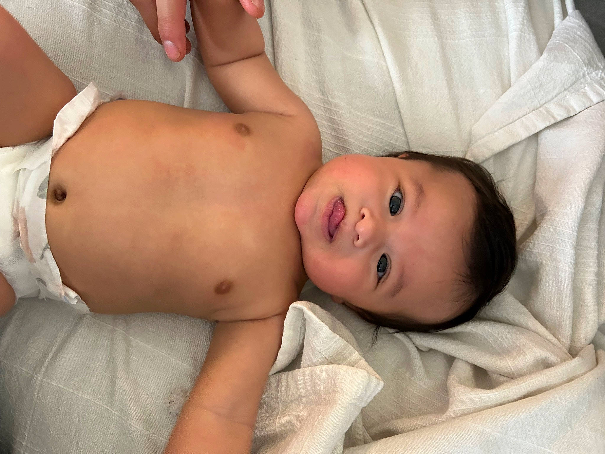 Fernando joined the competition — help win amazing prizes! abdomen, baby, barechested, cheek, chest, child, comfort, elbow, gesture, human_leg, knee, mammal, navel, person, skin, stomach, thigh, thumb, toddler, trunk
